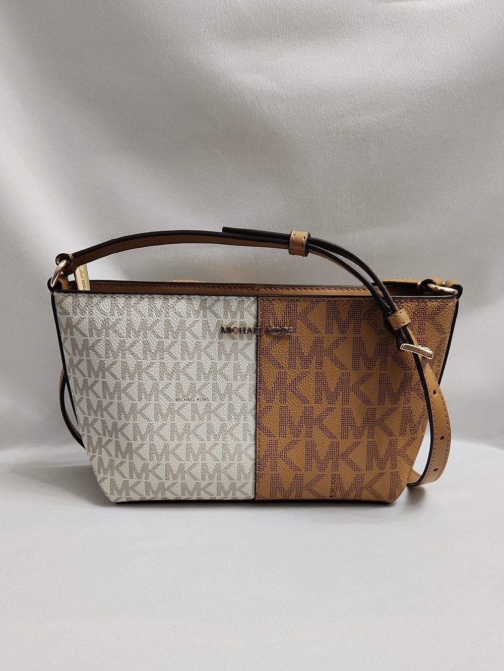 Michael Kors Jet Set Small Two-Tone Logo Crossbody Bag